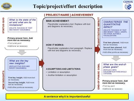 First item planned. Add more text as necessary. Second item planned. Add more text as necessary. Add other points as necessary Topic/project/effort description.