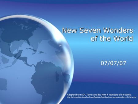 New Seven Wonders of the World