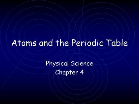 Atoms and the Periodic Table