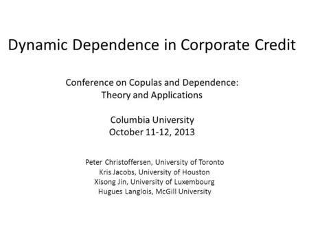 Dynamic Dependence in Corporate Credit