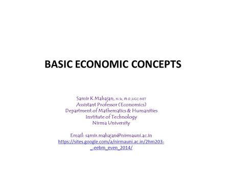 BASIC ECONOMIC CONCEPTS