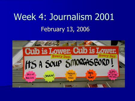 Week 4: Journalism 2001 February 13, 2006. Its, it’s or its’. Which is correct? 1. Its 2. It’s 3. Its’