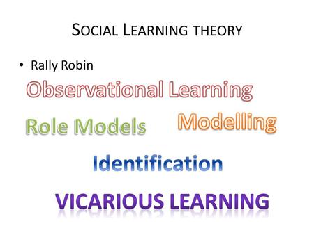 S OCIAL L EARNING THEORY Rally Robin. Evaluation skills Studies/Research G R A V E Theories ?????