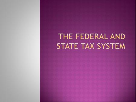  16 th Amendment: Was ratified in 1913. Before this amendment the federal government could not levy income tax.  Payroll Deduction: A system requiring.