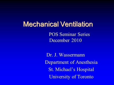 Mechanical Ventilation