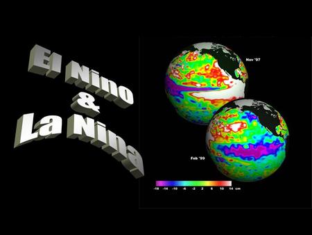 Remember “normal” ocean circulation? El Nino? (warm) Trade winds weaken Thermocline drops Upwelling is cut off SST rises in E.Pacific High & Low pressure.