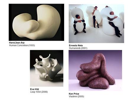 Ernesto Neto Humanoids (2001) Hans/Jean Arp Human Concretion (1935) Ken Price Vladimir (2005) Eva Hild Loop 1054 (2006)