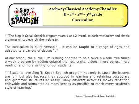 Archway Classical Academy Chandler K – 1 st – 2 nd – 3 rd grade Curriculum Archway Classical Academy Chandler K – 1 st – 2 nd – 3 rd grade Curriculum *