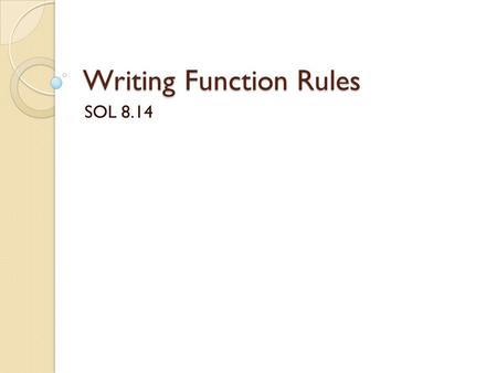 Writing Function Rules