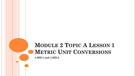 Module 2 Topic A Lesson 1 Metric Unit Conversions