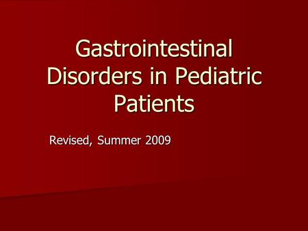 Gastrointestinal Disorders in Pediatric Patients