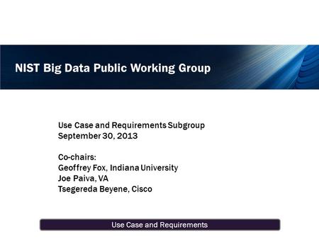 NIST Big Data Public Working Group