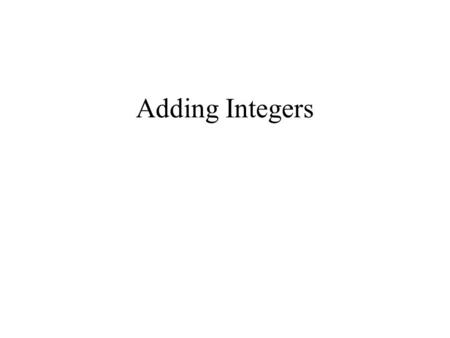 Adding Integers. Adding Integers with the Same Sign Add the absolute values. The sum will have the same sign as the addends. Example 1 Find –2 + (-3)