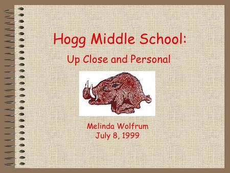 Hogg Middle School: Up Close and Personal Melinda Wolfrum July 8, 1999.