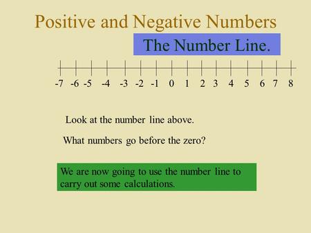 Positive and Negative Numbers