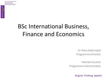 BSc International Business, Finance and Economics