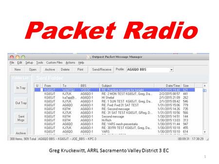 Greg Kruckewitt, ARRL Sacramento Valley District 3 EC