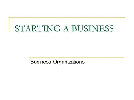 Business Organizations