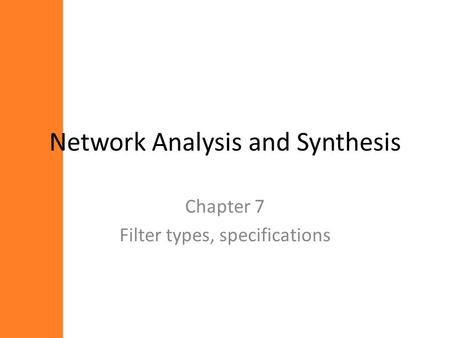 Network Analysis and Synthesis