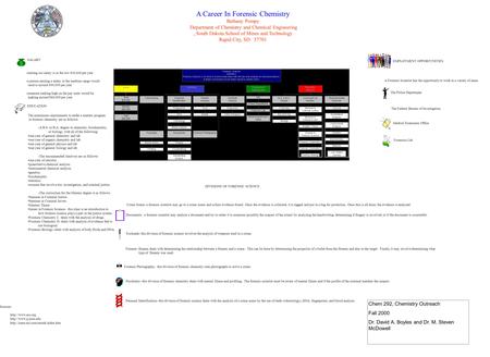 A Career In Forensic Chemistry Bethany Pompy Department of Chemistry and Chemical Engineering, South Dakota School of Mines and Technology Rapid City,