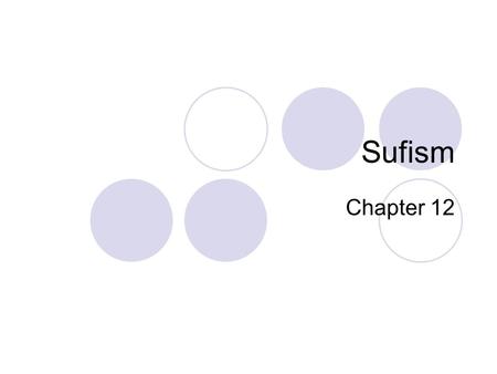 Sufism Chapter 12. Sufism Chapter 12 Sufism, tasawwuf in Arabic The term derives from the Arabic word sûf, wool, from the woolen clothing used by early.