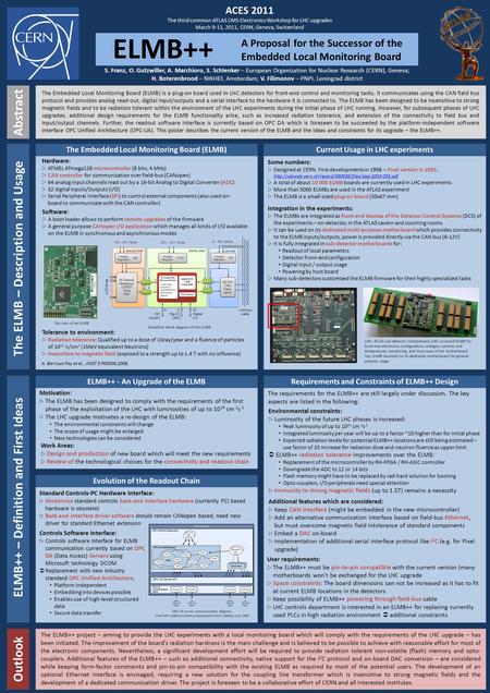 ACES 2011 The third common ATLAS CMS Electronics Workshop for LHC upgrades March 9-11, 2011, CERN, Geneva, Switzerland Hardware:  ATMEL ATmega128 microcontroller.