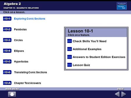 Lesson 10-1 Algebra Check Skills You’ll Need