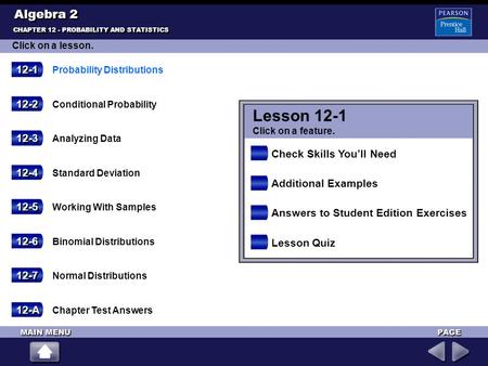 Lesson 12-1 Algebra Check Skills You’ll Need 12-4