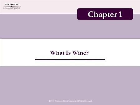 What Is Wine? © 2007 Thomson Delmar Learning. All Rights Reserved. Chapter 1.