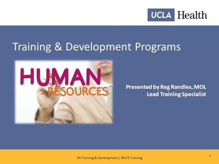 1 HR Training & Development | BRITE Training Training & Development Programs Presented by Reg Randles, MOL Lead Training Specialist.