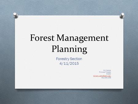 Forest Management Planning