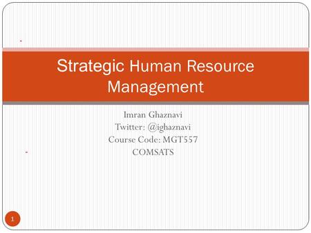 Strategic Human Resource Management