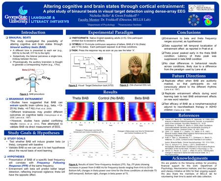 Altering cognitive and brain states through cortical entrainment: A pilot study of binaural beats in visual target detection using dense-array EEG Nicholas.