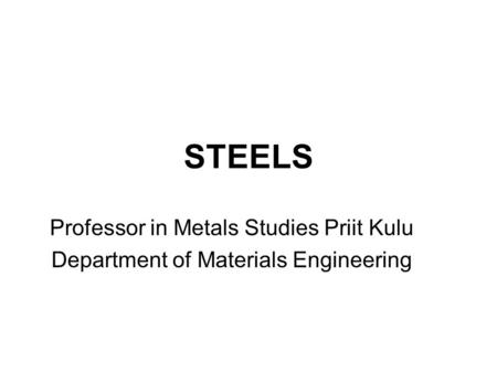 STEELS Professor in Metals Studies Priit Kulu