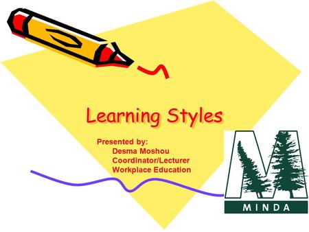 Learning Styles Presented by: Desma Moshou Coordinator/Lecturer