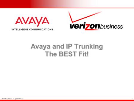 © 2008 Avaya Inc. All rights reserved. 1 Avaya and IP Trunking The BEST Fit!