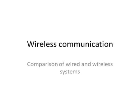 Wireless communication