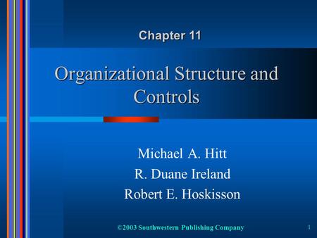 Organizational Structure and Controls