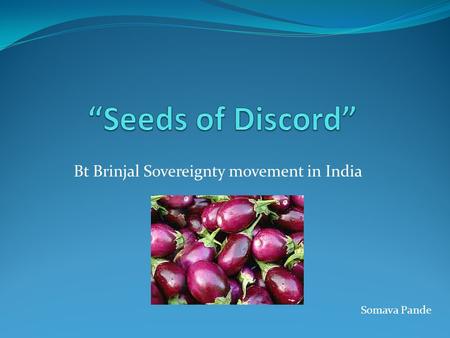 Bt Brinjal Sovereignty movement in India