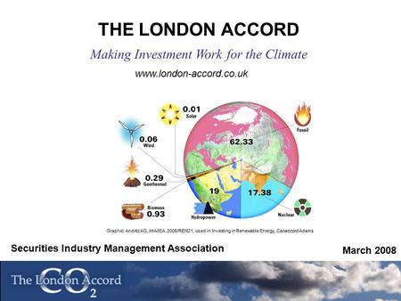 THE LONDON ACCORD Making Investment Work for the Climate March 2008 www.london-accord.co.uk Graphic: Andritz AG, IHA/IEA, 2006/REN21, used in Investing.