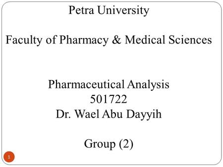 Faculty of Pharmacy & Medical Sciences