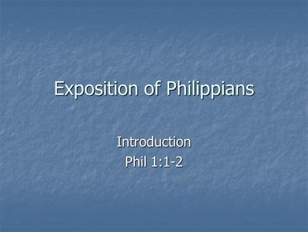 Exposition of Philippians