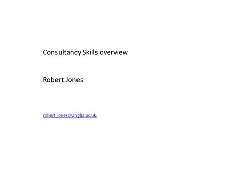 Consultancy Skills overview