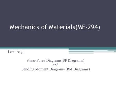 Mechanics of Materials(ME-294)