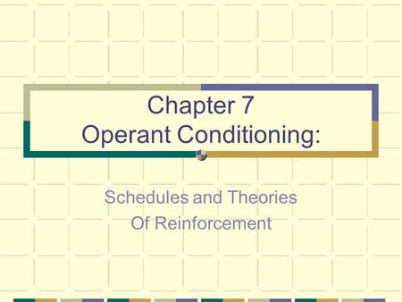 Chapter 7 Operant Conditioning: