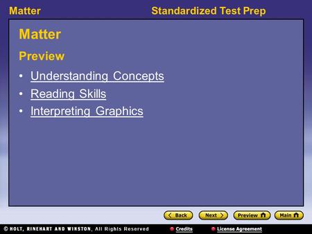 Matter Preview Understanding Concepts Reading Skills