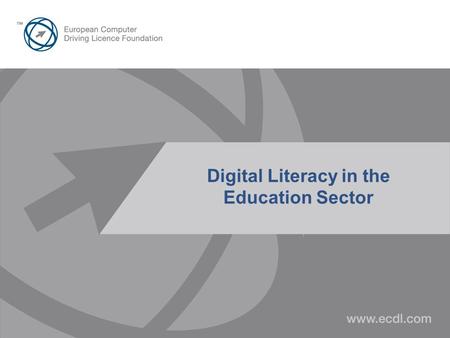 Digital Literacy in the Education Sector. Daniel Palmer Regional Manager – Middle East & Africa ECDL Foundation.