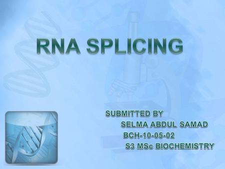 SUBMITTED BY SELMA ABDUL SAMAD BCH S3 MSc BIOCHEMISTRY