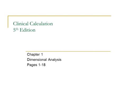 Clinical Calculation 5th Edition