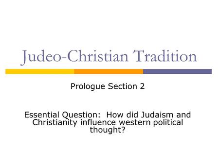 Judeo-Christian Tradition